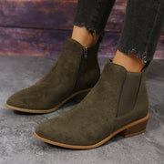 Pointed Suede Elastic Band, Thick Heel Casual Single Shoes For Women