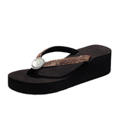 Summer Fashion Rhinestone Platform Wedge Slippers