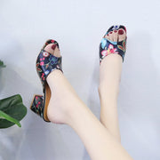 Women's Casual Outdoor Chunky Heel Printed Slippers